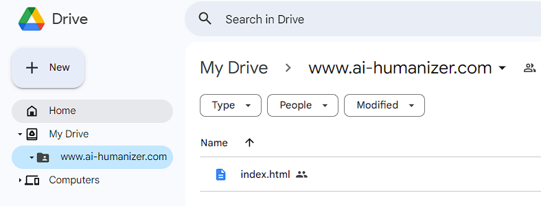 creating a folder and setting the domain name